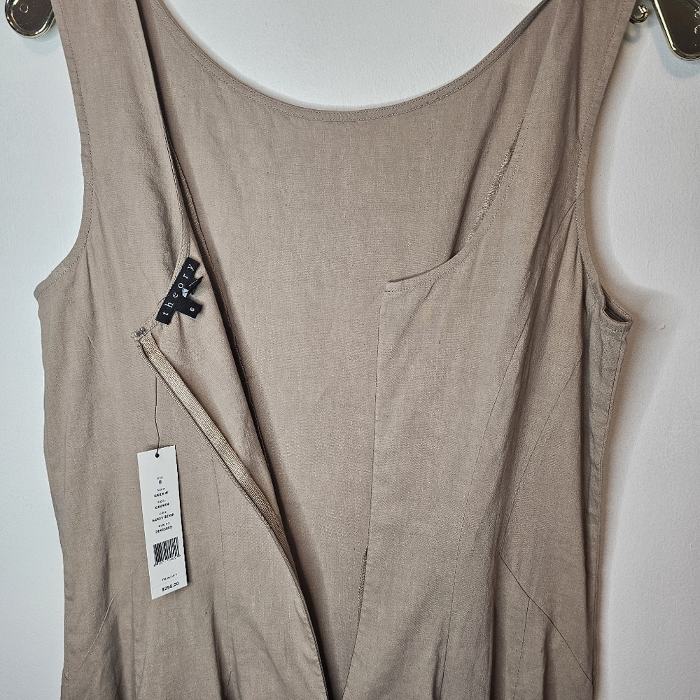 NWT Theory Kaien W Beige Linen Blend Fit & Flare Mini Dress Size 6 - Picture 14 of 14